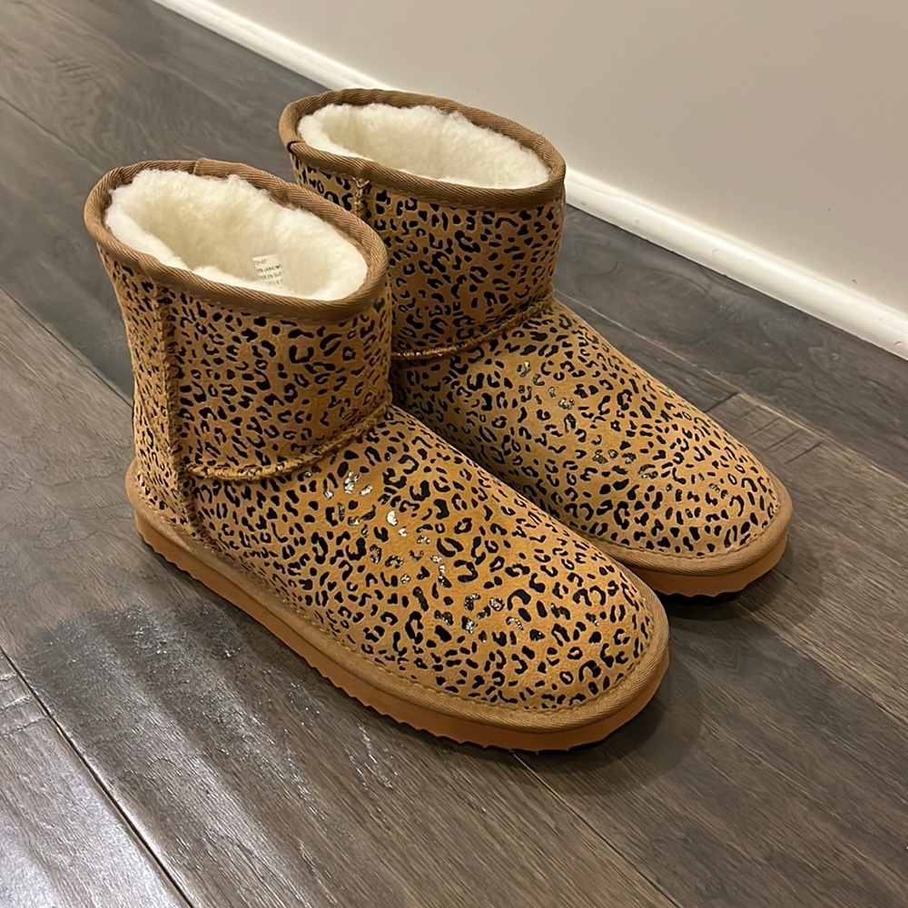 Emu Ridge Sophie Mini Australia Sheepskin Shearling Boots leopard Women’s Size 7
